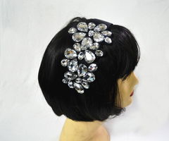 包郵熱賣新款水鉆頭箍 韓版高檔水晶玻璃寬邊發箍，引領歐美手工發飾風尚